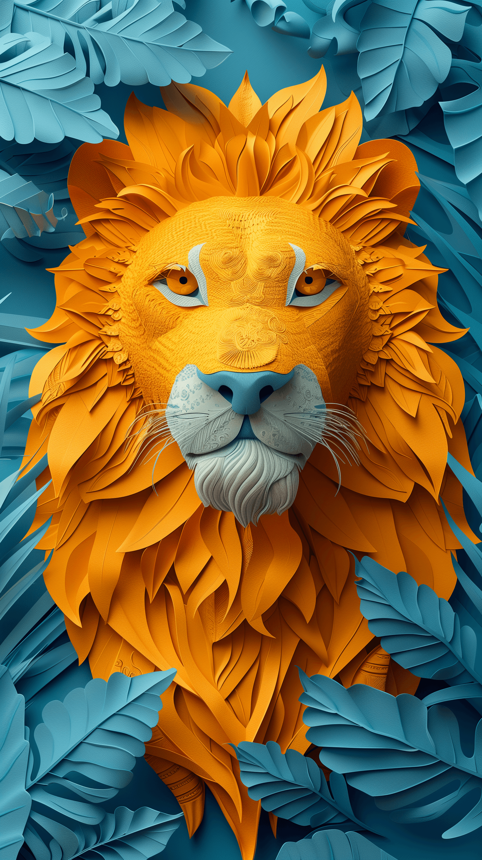 AI generated: 3d rendering, front view, beautiful animals, paper work for a tactile style, select a color palette ...
