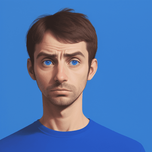 AI generated: confused man on a blue background 
