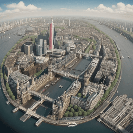 AI generated: comicbook style. birds-eye view of London in 1690