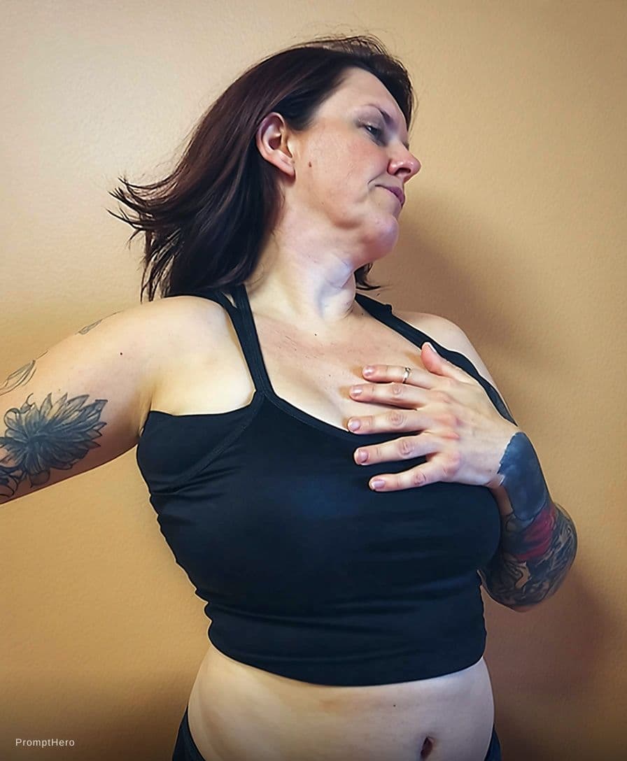 AI generated: The girl pressing her breast