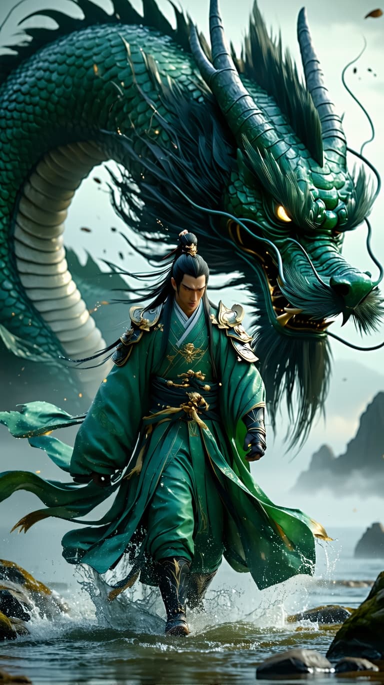 AI generated: 3D render hyper-realism, Ray tracing, unreal engine 5. A formidable warrior strides forward facing t...