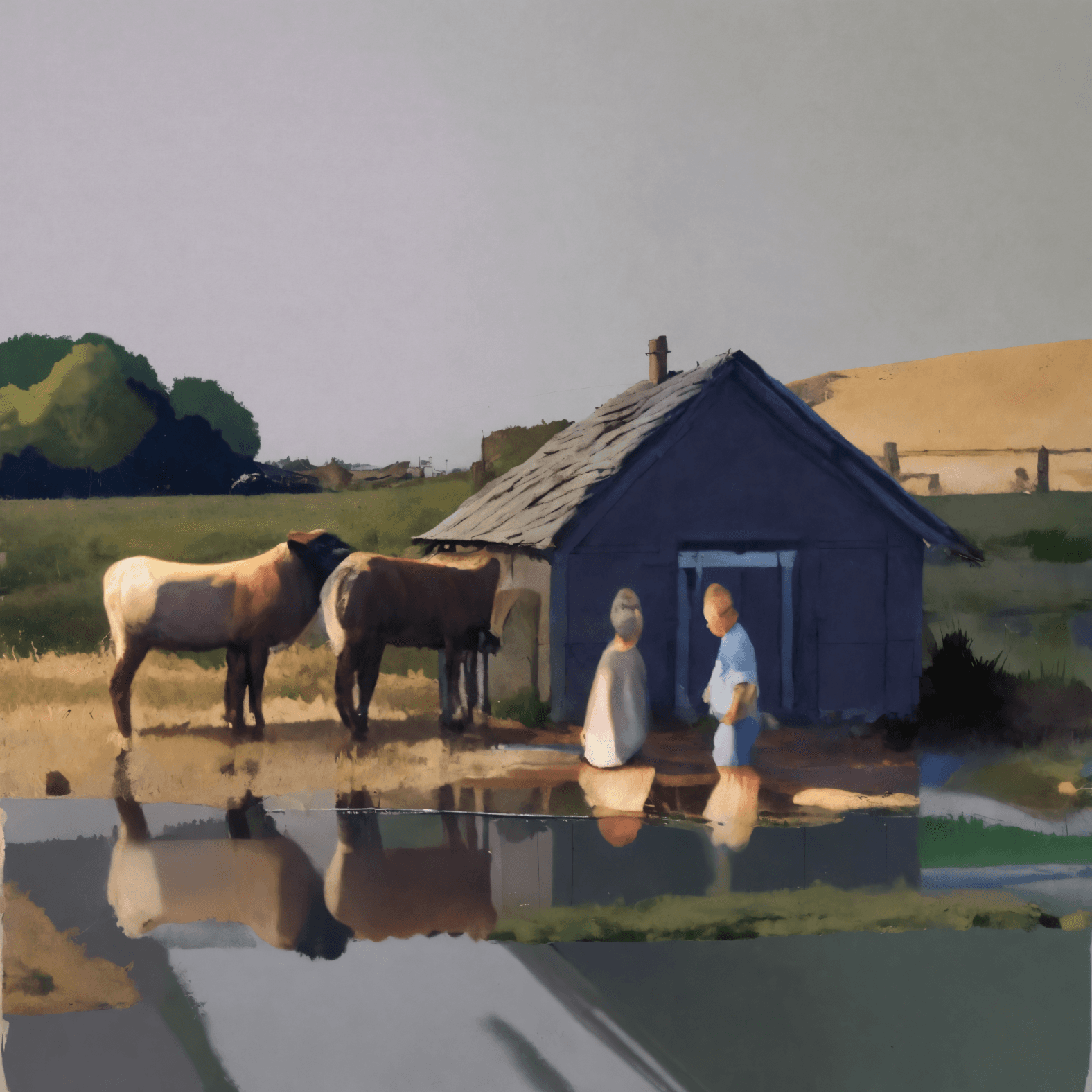 AI generated: minimalist style, dramatic sunset lighting, artistic quality, wide-angle image, muted colors, nostal...