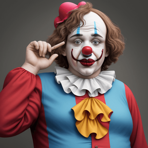 AI generated: javier milei fat, 55 years old, as IT clown, hiperrealistic, 