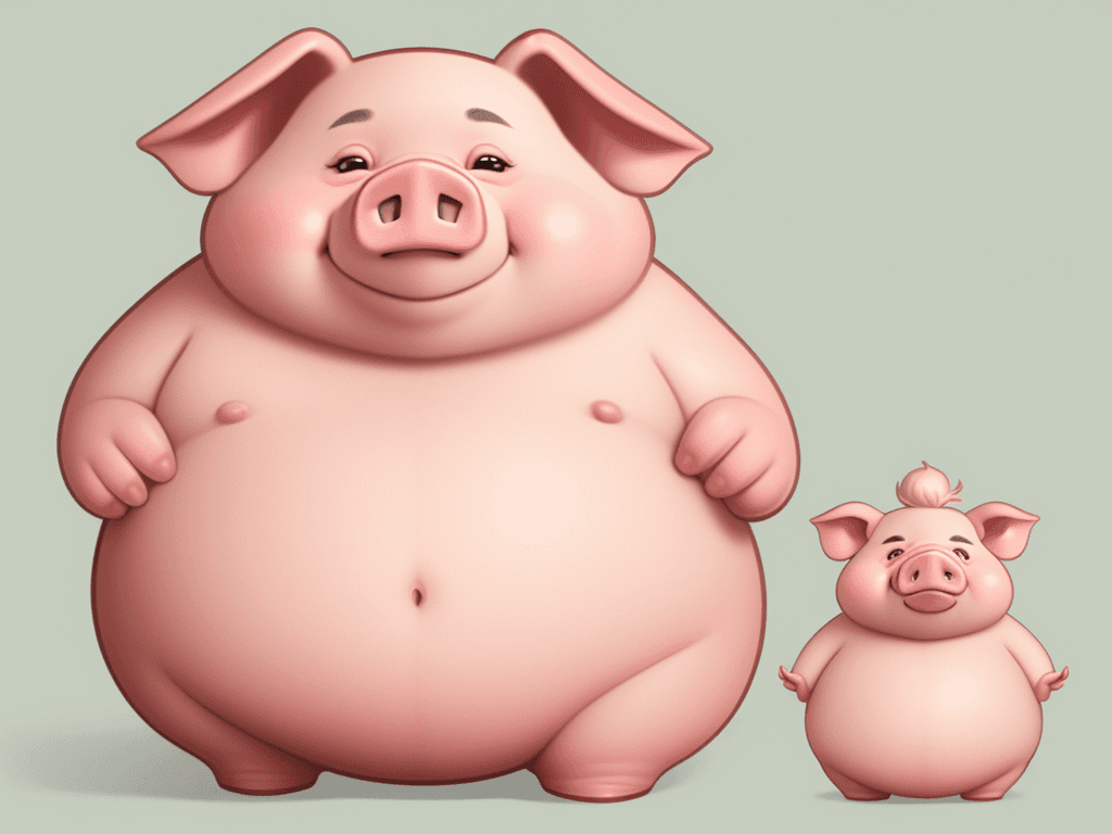 AI generated: Chubby character portrait of a pig