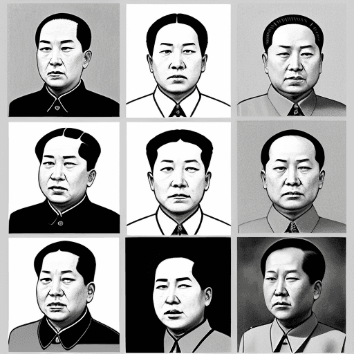 AI generated: Generate portraits or group images of Mao Zedong and his government officials, conveying the collect...