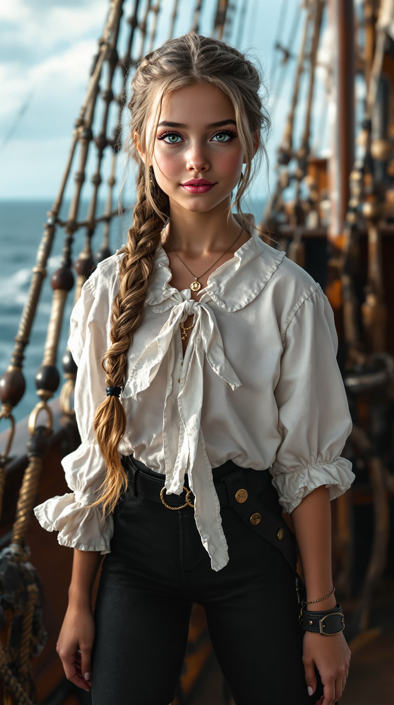 AI generated: An extraordinary professional photograph captures the world’s most beautiful fifth-grade girl standi...