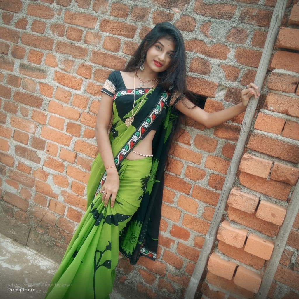 AI generated: a indian girl saree and blouse big  boobs size 60