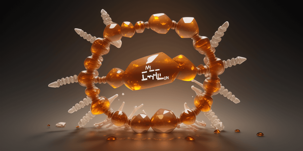 AI generated: render of a DNA molecule made of bones and amber, with 'Lyly' writings, hyper realistic, 4k, artisti...