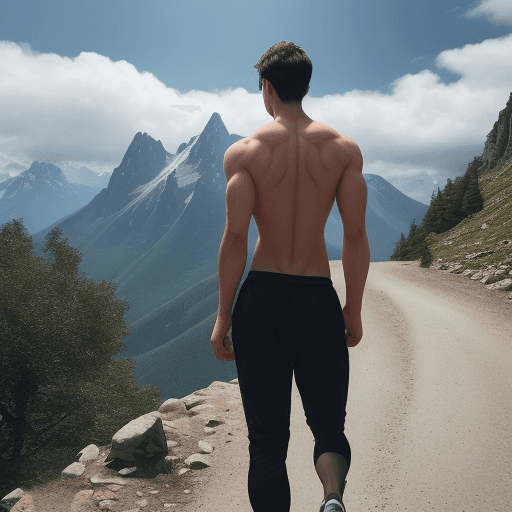 AI generated: a young man in his mid-20s, with his back, a reasonably athletic body, of someone who goes to the gy...