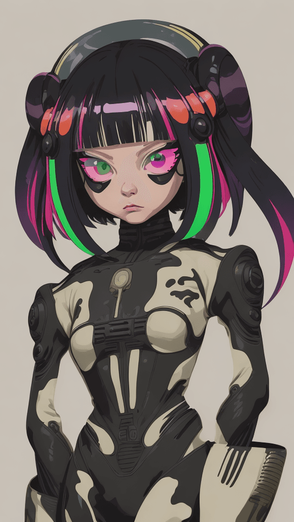 AI generated: in a neutral background portrait of little (alien woman):1.1, wearing((army attire)):2,2, Prominent ...