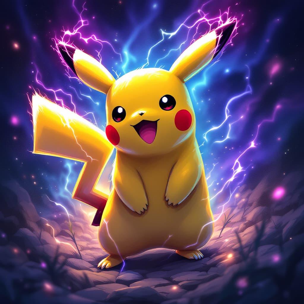 AI generated: pokemon wallpaper, Pikachu, hd background, in the style of chiaroscuro technique, suehiro maruo, ene...