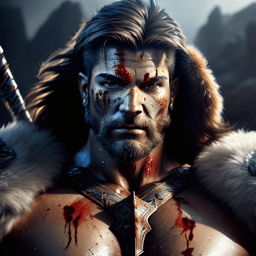 AI generated: portrait of a A rugged ethereal  spartan muscular warrior, war pose, armor, fur pelt, , very detaile...