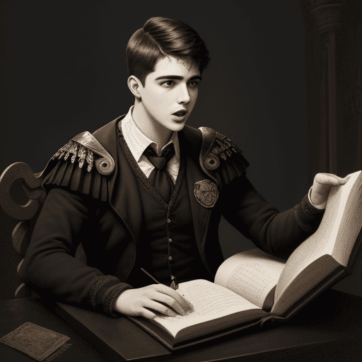 AI generated: joven declamando poesia epica

