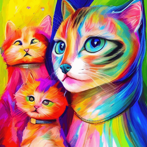 AI generated: cats and girl, (colorful pop cute illustration:1.3), sd