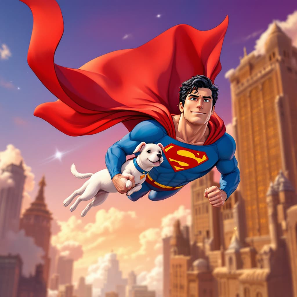 AI generated: Krypto Flying With Superman