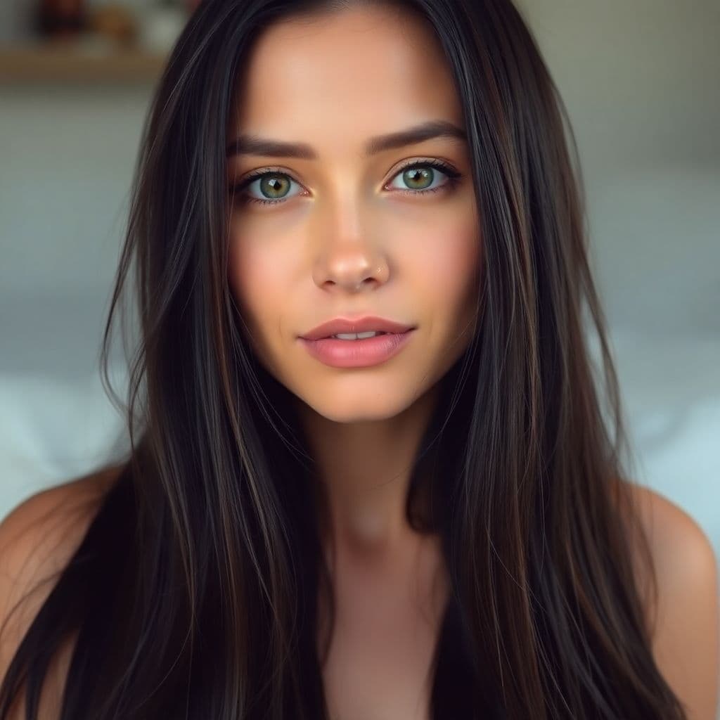 AI generated: woman, dark long hair , fully nude, nsfw.