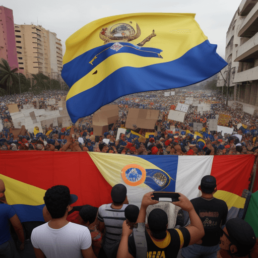 AI generated:   venezolanos protestando