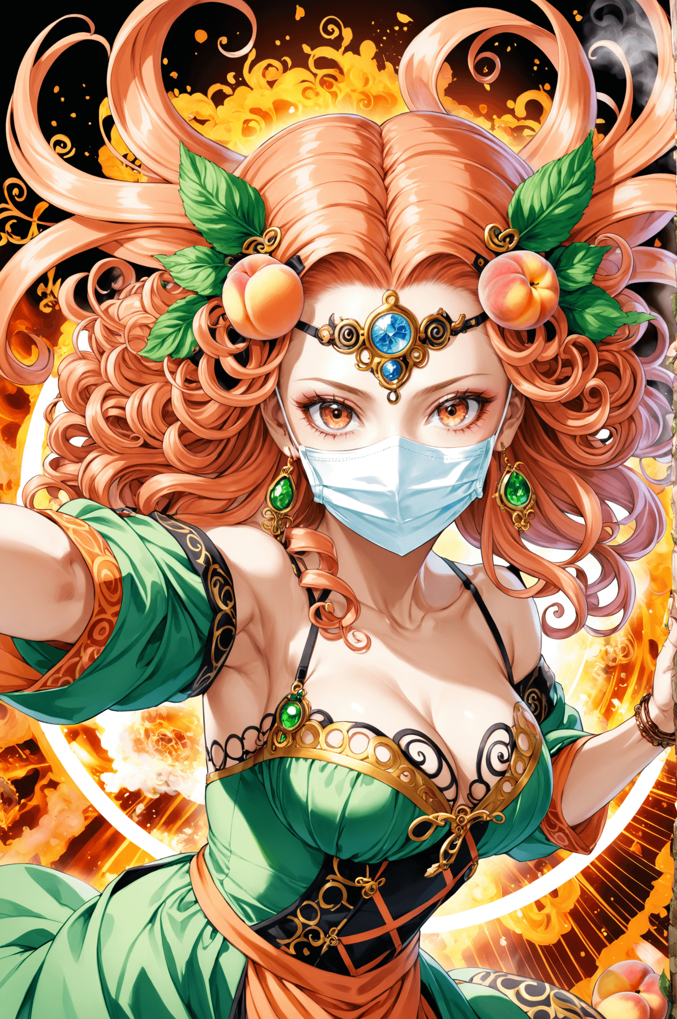 AI generated: niji, anime key visual, selfie shot angle of a Intellectual Hungarian (Woman:1.1) Druid, Twirl pose,...
