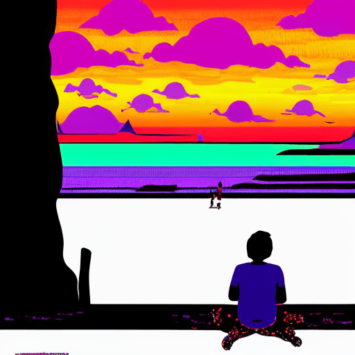 AI generated: vibrant scenes, person looking at the horizon, Punchy Vector --ar 3:2 --niji 6