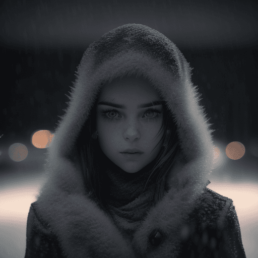 AI generated: Cinematic film still {cinematic portrait, dark theme, frost, future, snow, ice, sharp photo focus, s...