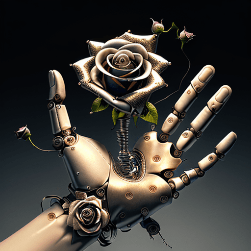 AI generated: Create a poignant digital illustration depicting a disembodied artificial hand holding the remnants ...