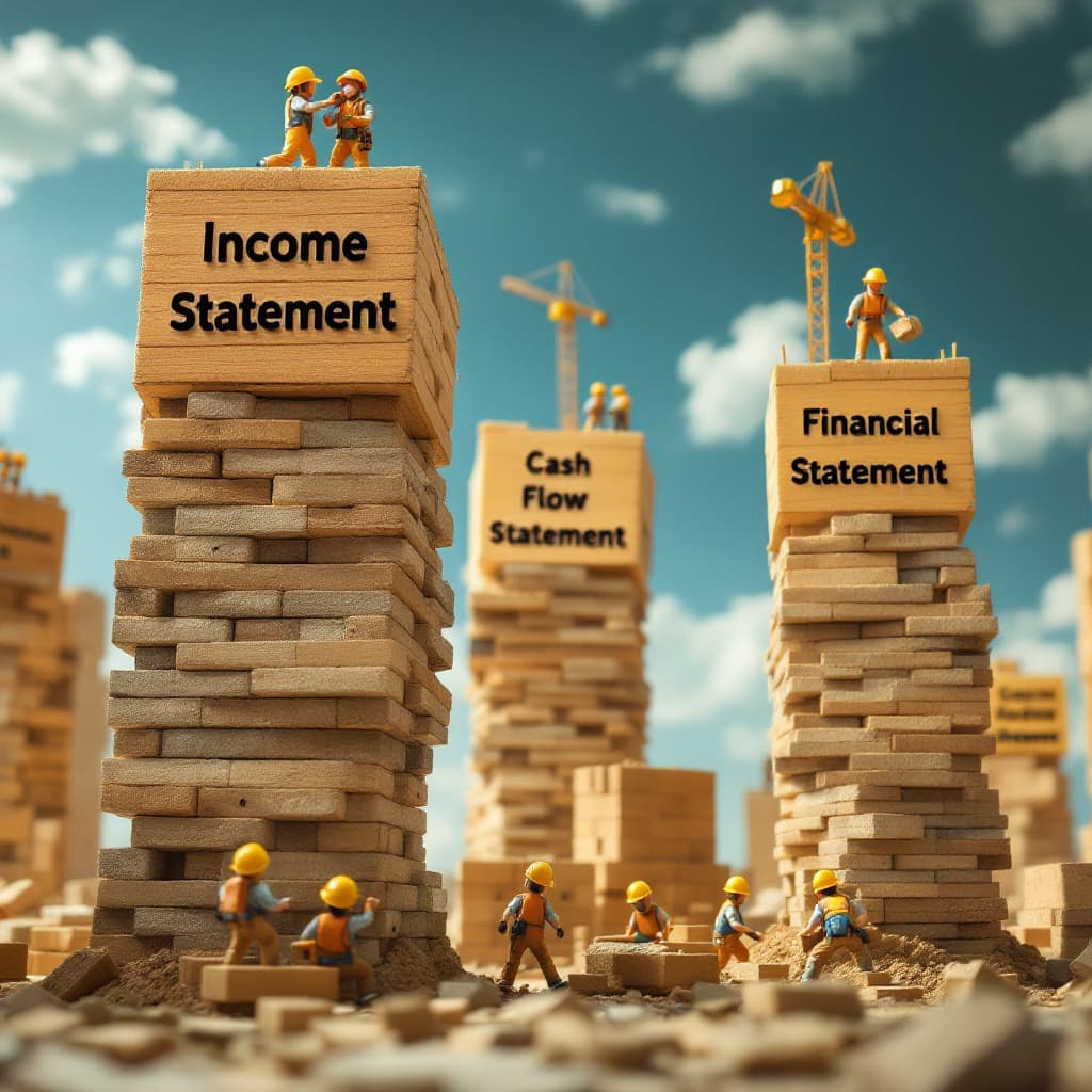 AI generated: Building the Financial Statement Towers**  
A bustling construction site where tiny workers are erec...