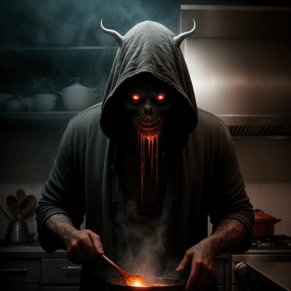 AI generated: by boris vallejo, by zdislav beksinski, digital illustration of ghost chef humpt dumpt vintage, cooc...