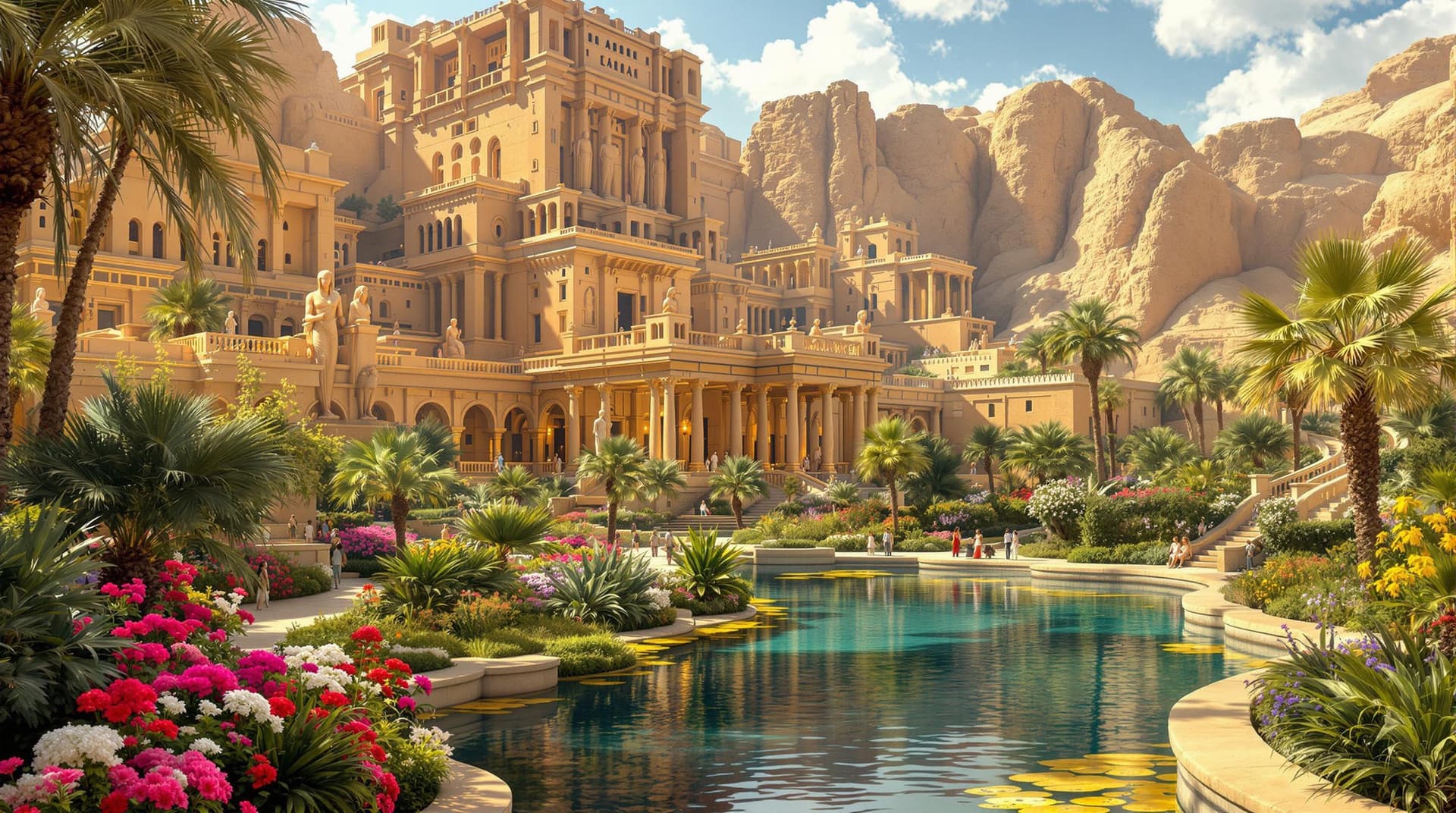 AI generated: a higly detailed photo of the ancient egypt capitol (in the year 300BC) a overview picture of the ro...