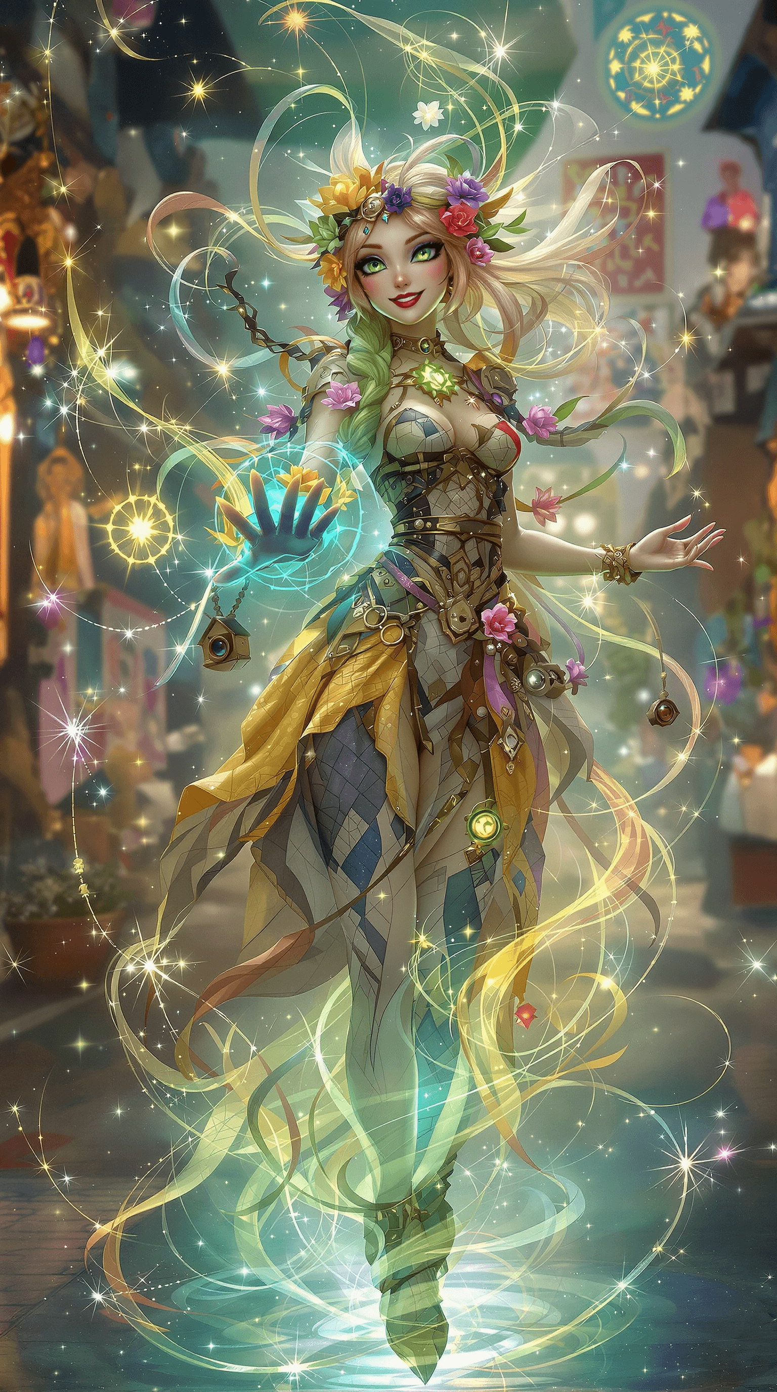 AI generated: A pretty, whimsical trickster with a lithe and graceful frame, her mischievous green eyes that seem ...