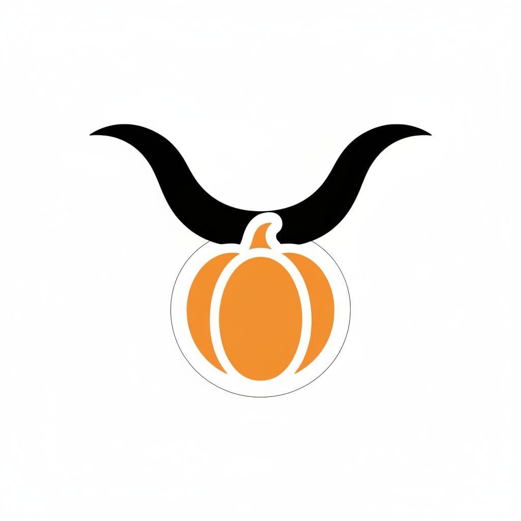 AI generated: Recreate attached image with White background and white outline instead of black for horns and pumpk...
