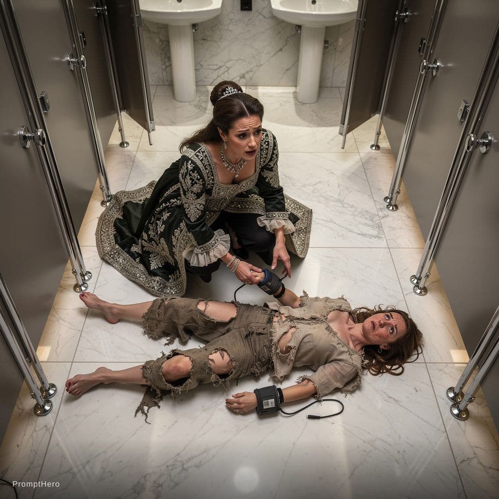 AI generated: Extremely FANCY heavily Dressed KIARA ALIA ADVANI IS Squatting down stranded over Deepika Padukone r...