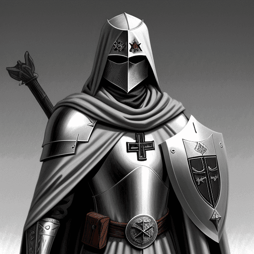 AI generated: pencil drawing of a knight templar with shield and cloak, in the style of fantasy adventure, majesti...