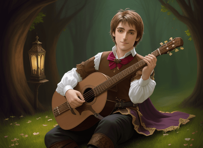 AI generated: fantasy minstrel outfit

