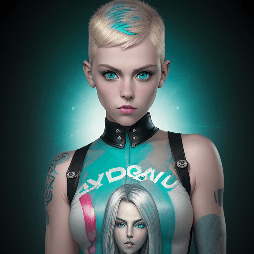 AI generated:  a stunning realistic photograph portrait of a beautiful women blonde crew cut 20 year old woman, we...