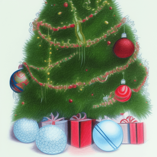 AI generated: detailed drawing of Christmas ball on tree