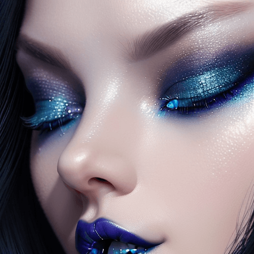 AI generated: a close up of a woman with a blue eye shadow on her face, official dior editorial, trending on pintr...