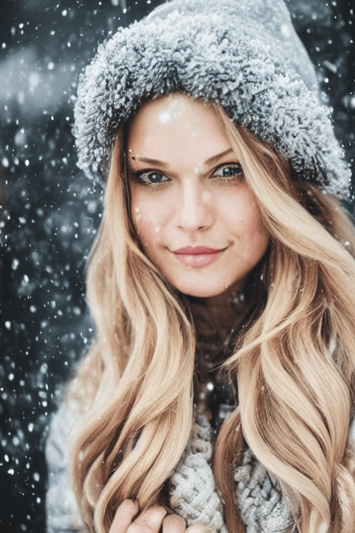AI generated: professional portrait photograph of a gorgeous Norwegian girl in winter clothing with long wavy blon...