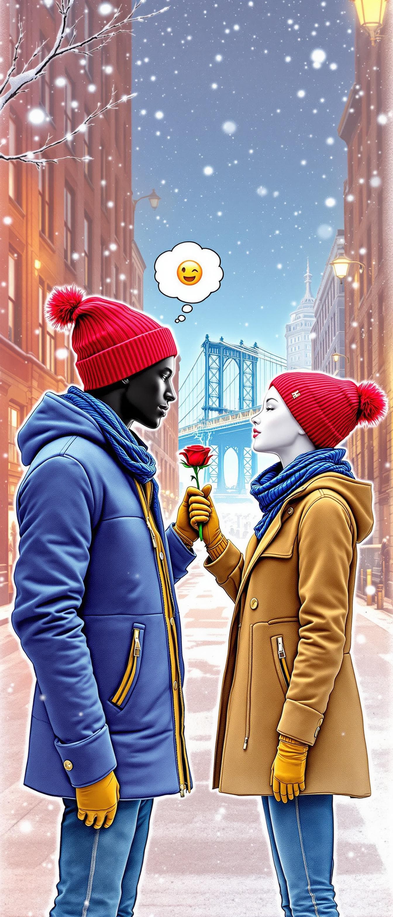 AI generated: A Dream in Disguise - A love story between Victor (black male mannequin) and Viola (white female man...