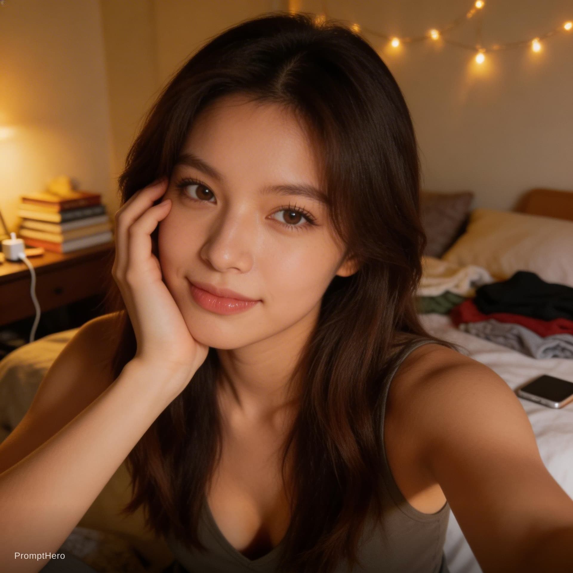 AI generated: Take the face from the input picture.An extremely mediocre iPhone front camera selfie,with no clear ...