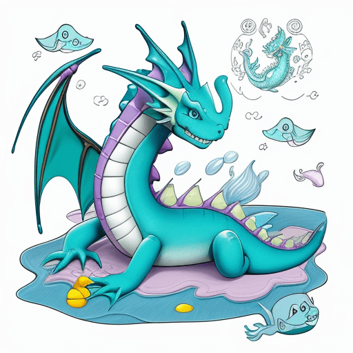AI generated: coloring book for kids happy sea baby dragon
