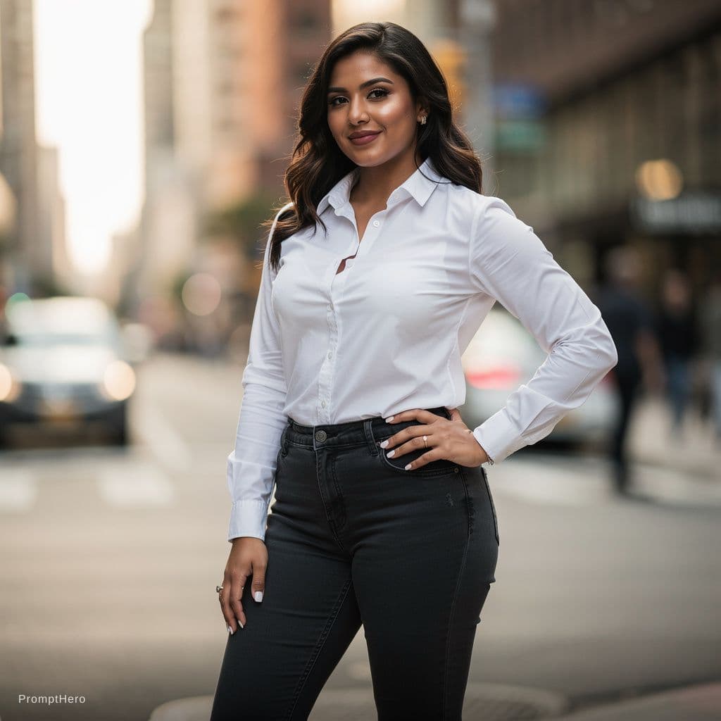 AI generated: , latina woman, , breast expansion, ass expansion, tight clothes, button up shirt stretching and rip...