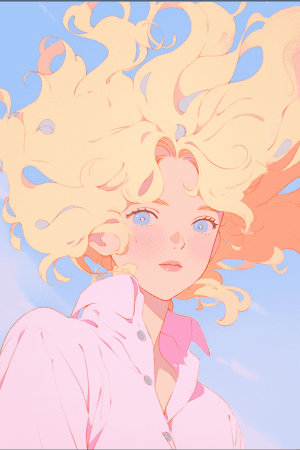 AI generated: A heartwarming anime evoking nostalgia and happiness through the actions of a character, with curly ...