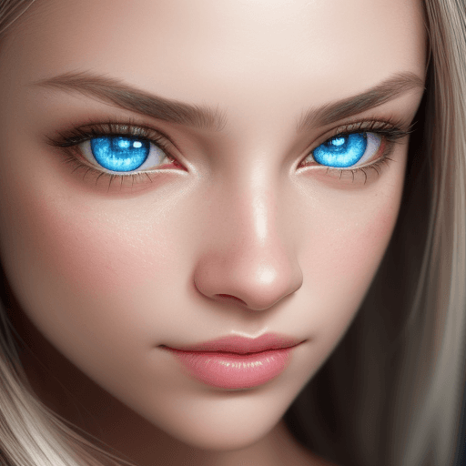 AI generated: Portrait Photography, A highly detailed close-up of a content woman looking left, with prominent, br...