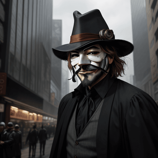 AI generated: Photo realistic cinematic 4k enigmatic character stands amidst the urban chaos, exuding an air of my...