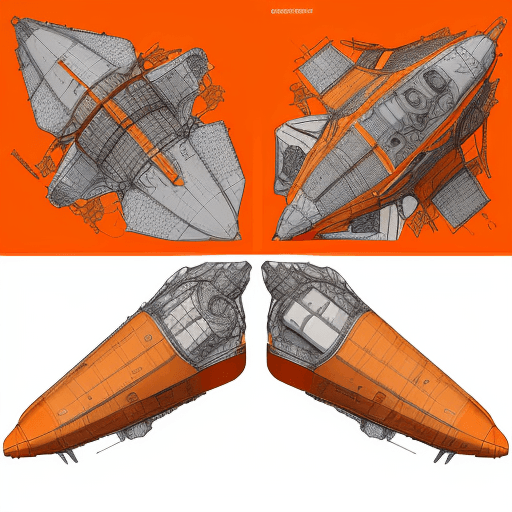 AI generated: Produce a detailed technical illustration of a spacecraft, showcasing a cutaway design that reveals ...