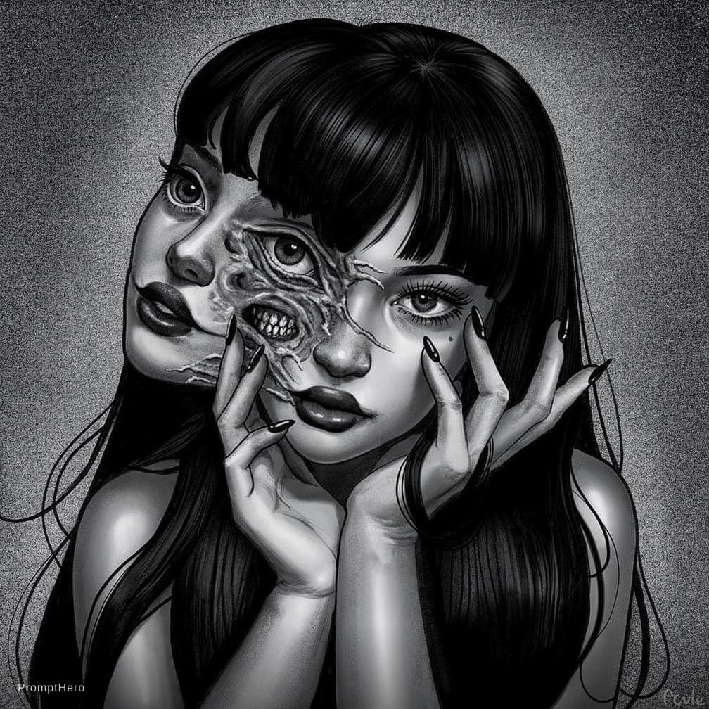 AI generated: a bold creation of tomie, supernatural, confident and striking.