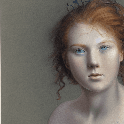 AI generated: realistic drawing of an 18 year old redheaded woman with blue eyes and freckles 1906 English upper c...