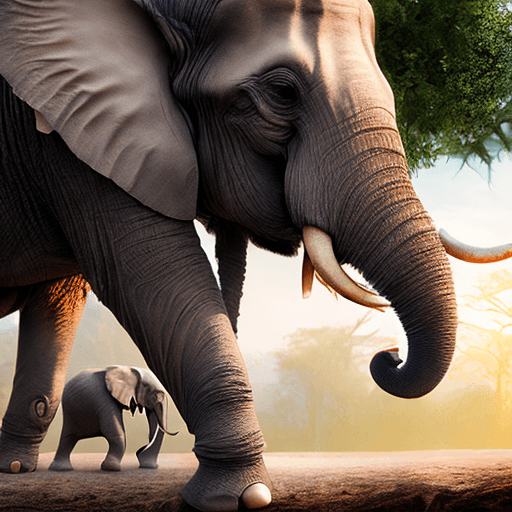 AI generated: Capture a hyper-realistic cinematic photograph of a male Otherworldly elephant with unique anatomica...