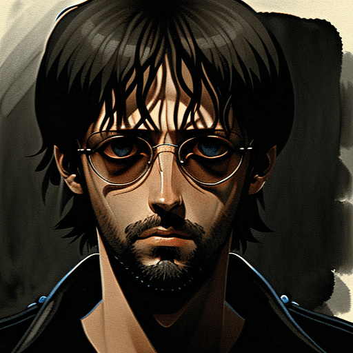 AI generated: duotone illustration portrait of Leon from Léon: The Professional 