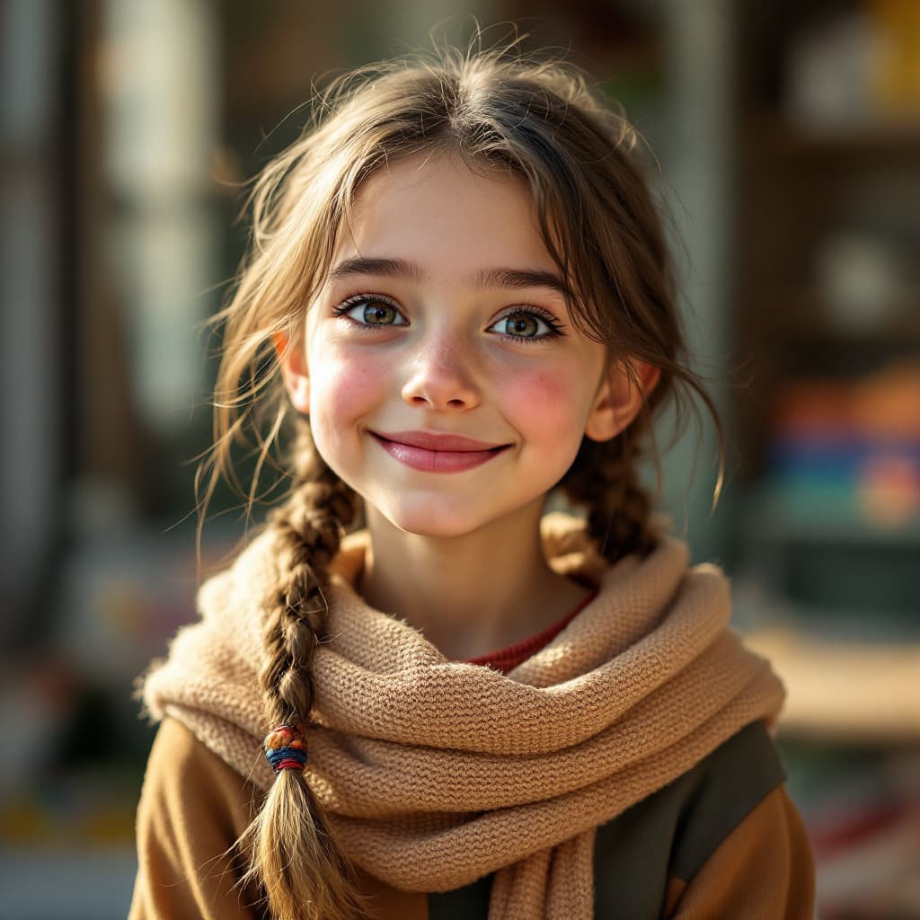 AI generated: realistic 13-year-old girl smiling